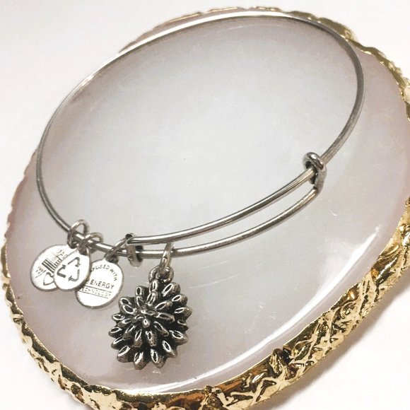 Alex and Ani Waterlily bangle charm bracelet - Picture 1 of 5